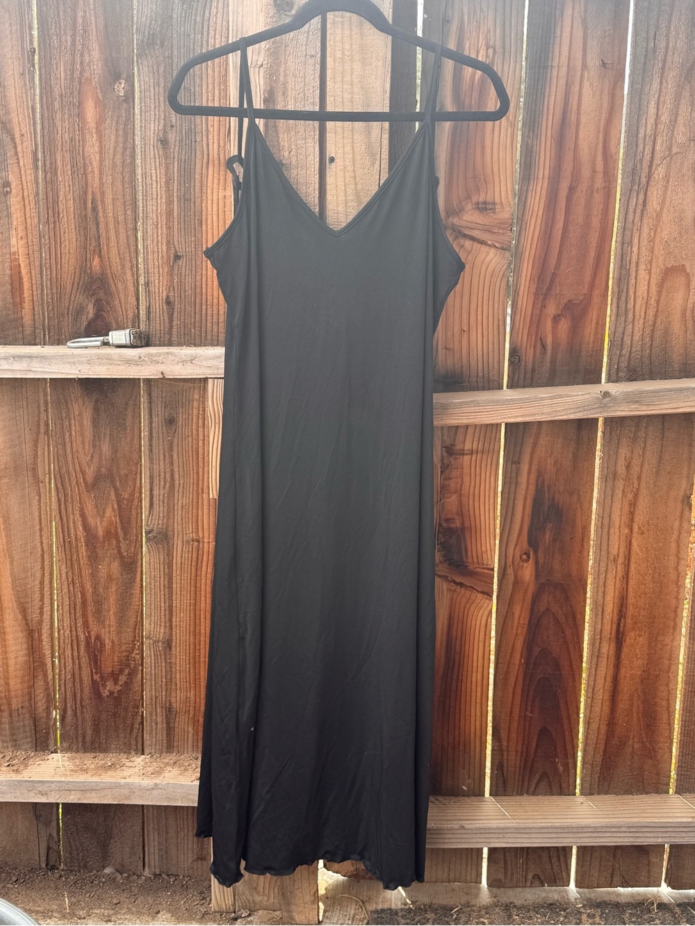 SHEIN Black V-Neck Spaghetti Strap Maxi Slip Dress